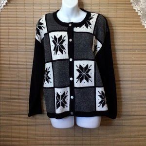 Christopher & Banks snowflake cardigan EUC